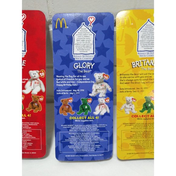 TY Beanie Babies McDonalds International Bears Set of 4-ALL w/ Errors NEW *RARE* - Picture 7 of 16